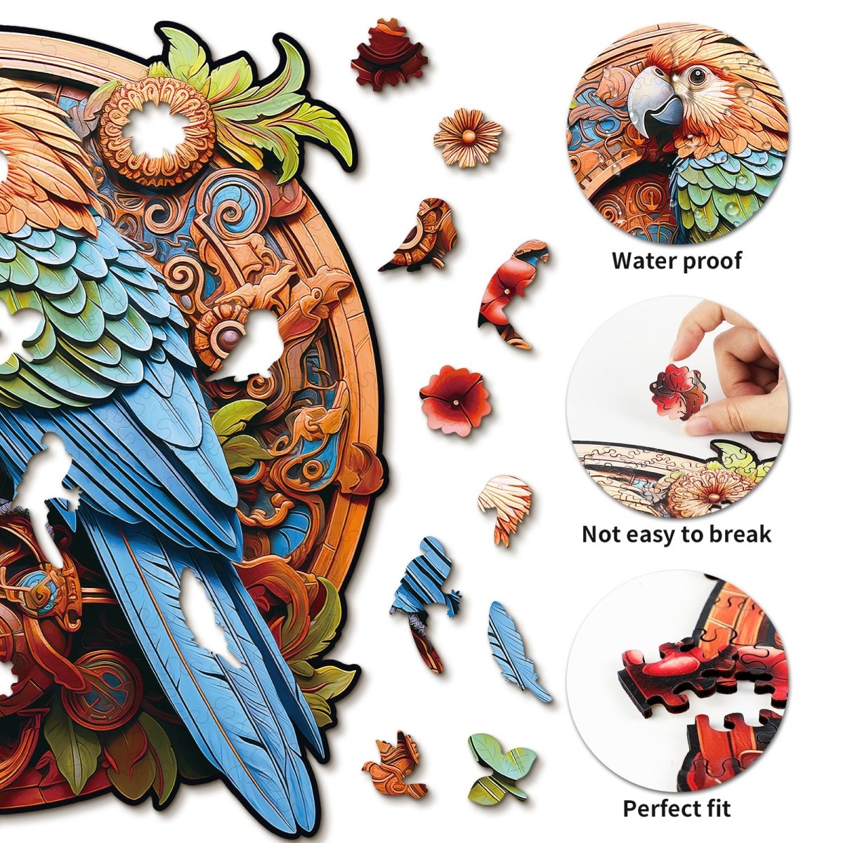 kaayee-wooden-puzzle-gear-parrot-holzpuzzle-medium-papagei image 2