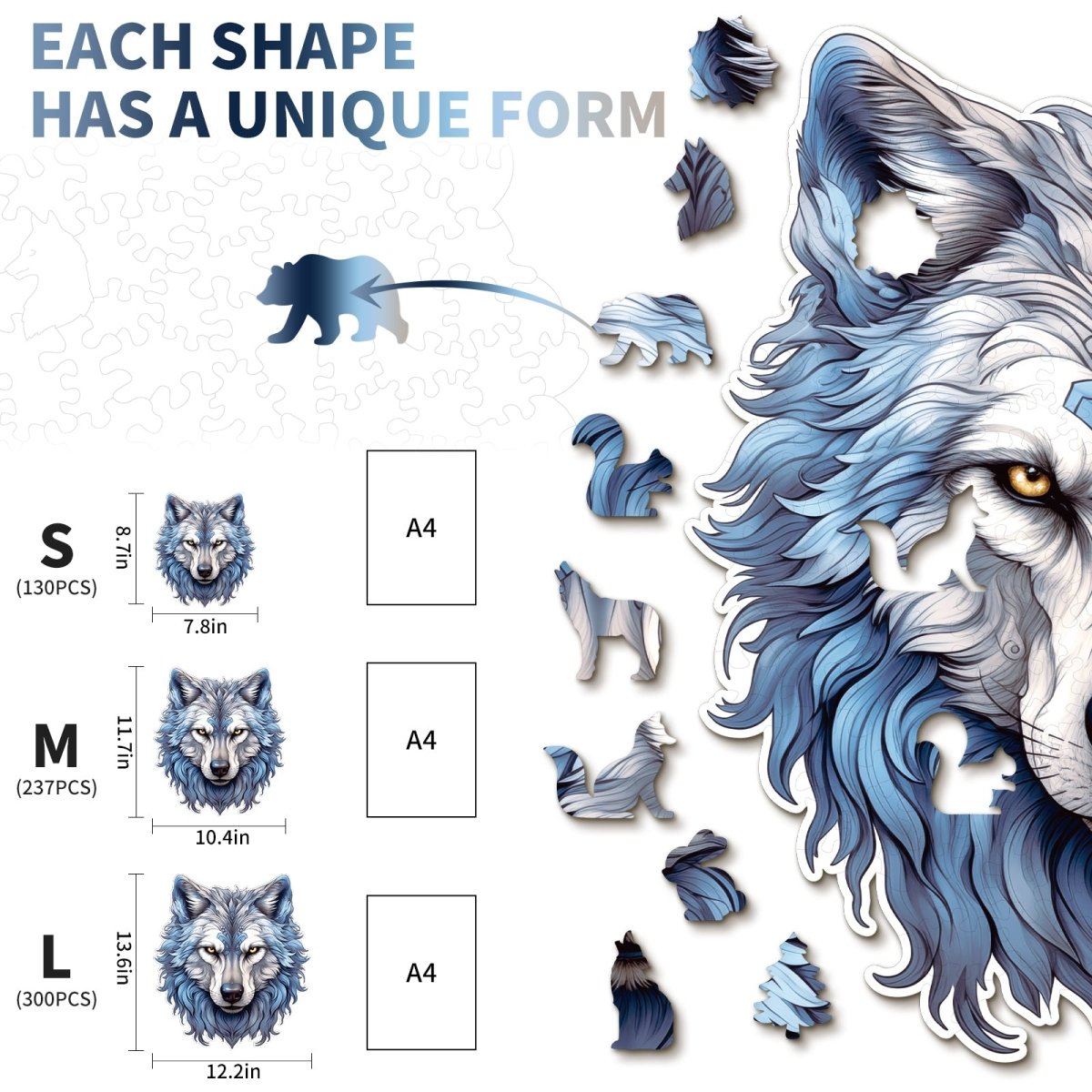 kaayee-wooden-puzzle-resolute-snow-wolf-holzpuzzle-medium image 5