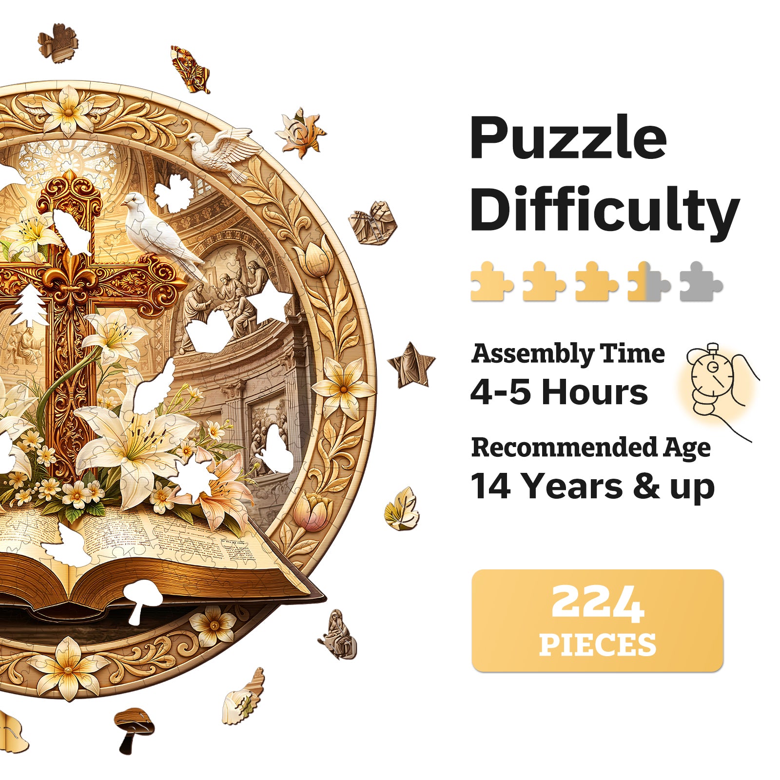 jigfoxy-bible-and-cross-holzpuzzle-m-224-teile-bibel image 7