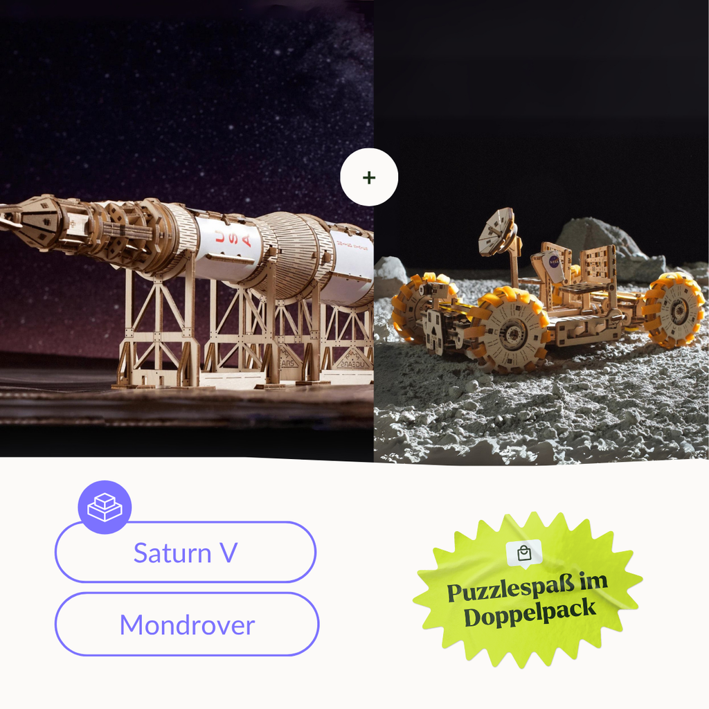 magicholz-mechanischer-bausatz-nasa-saturn-v-mondrover-holzmodell-2er-set image 1