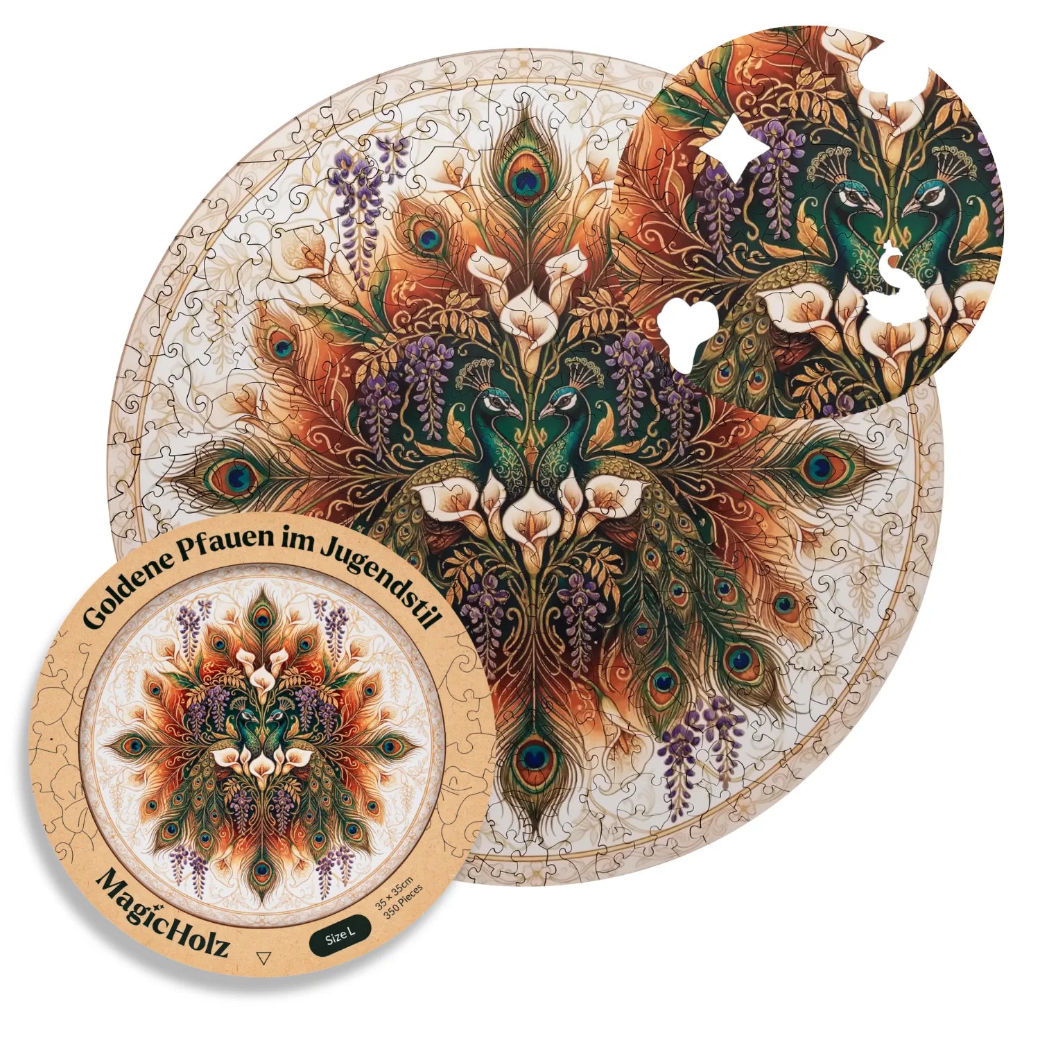 magicholz-goldene-pfauen-holzpuzzle-mandala-350-teile-jugendstil image 7
