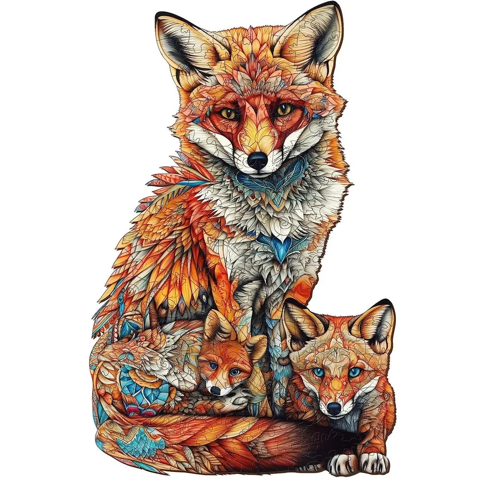 jigfoxy-fox-family-holzpuzzle-s-100-teile-f-chse image 1