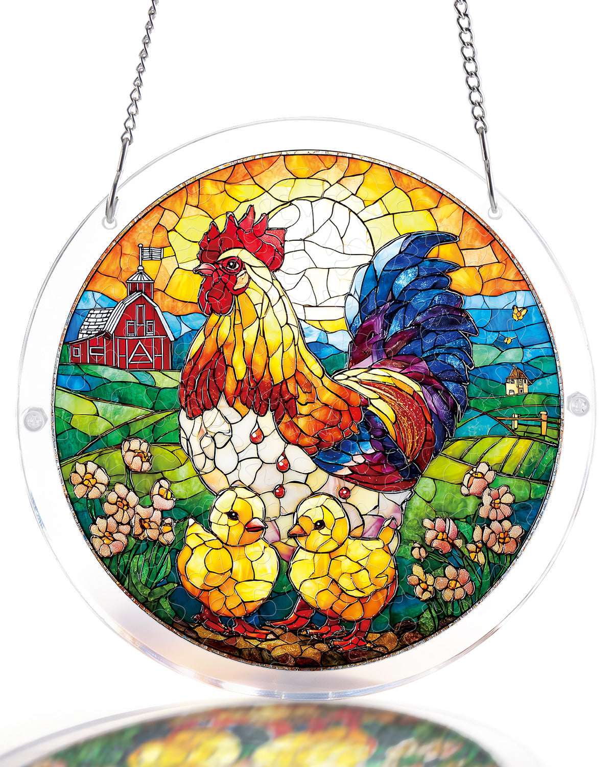 kaayee-suncatcher-puzzle-golden-dawn-rooster-fensterbild-medium image 1