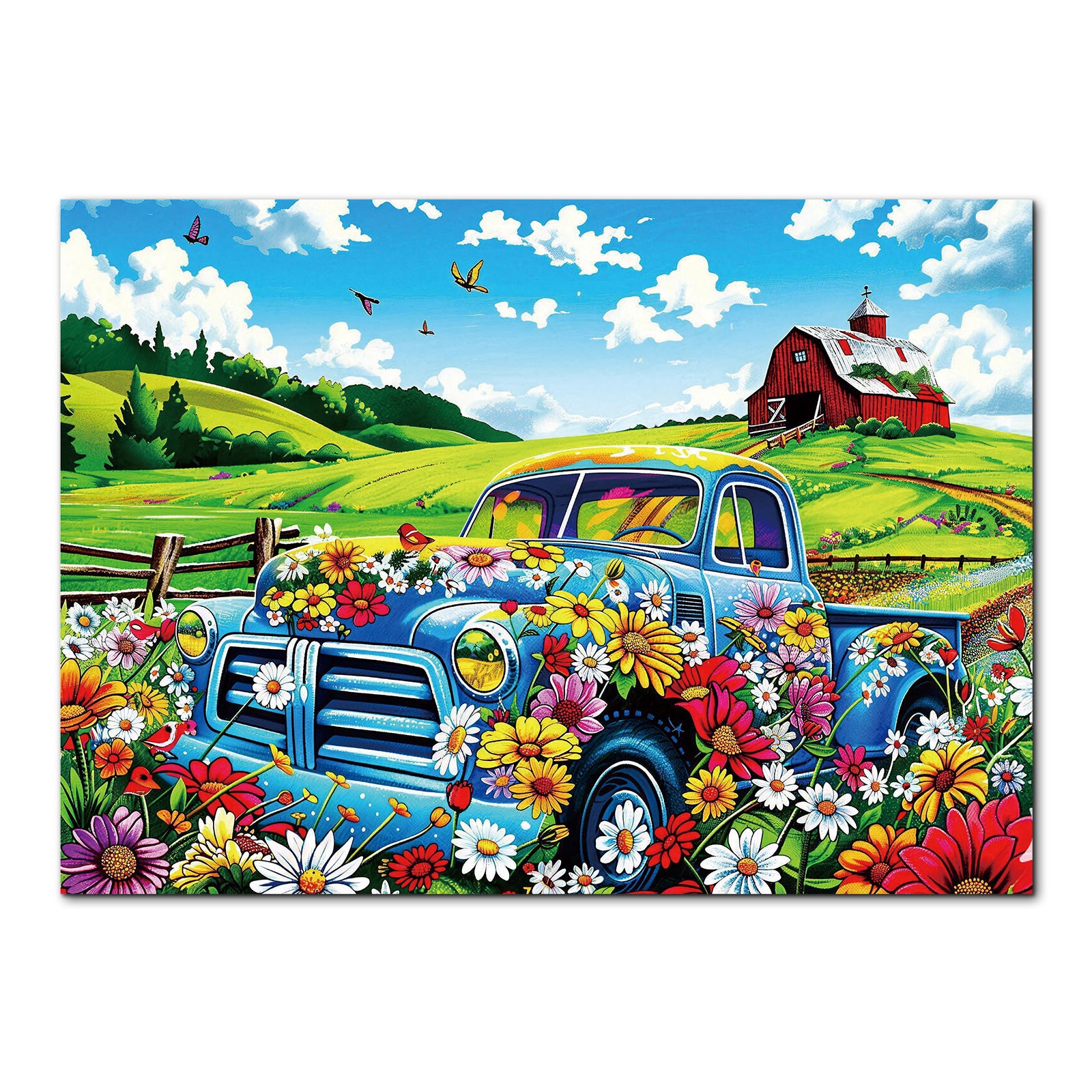 kaayee-cardboard-puzzle-countryside-flower-truck-1000-teile-eco image 1