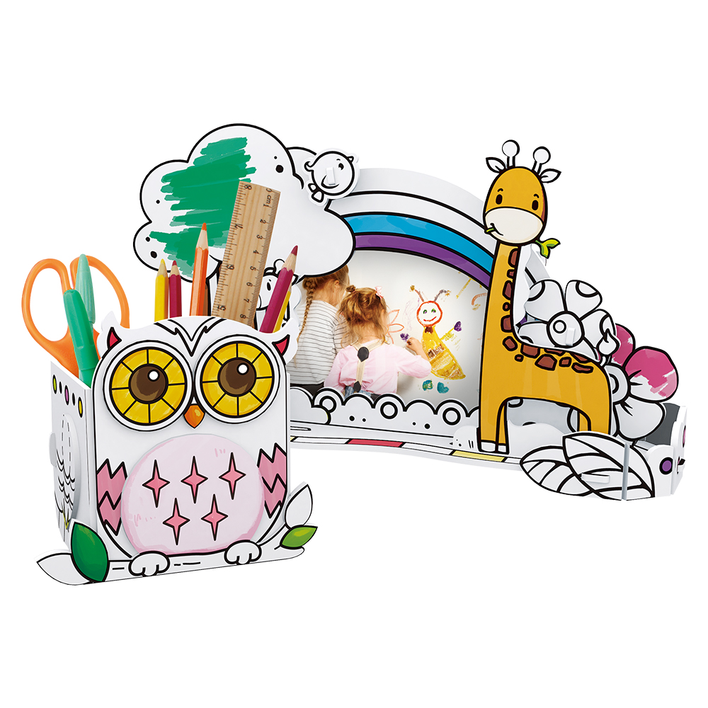 cubic-fun-coloring-p695h-eule-stiftehalter-giraffe-3d-puzzle image 2