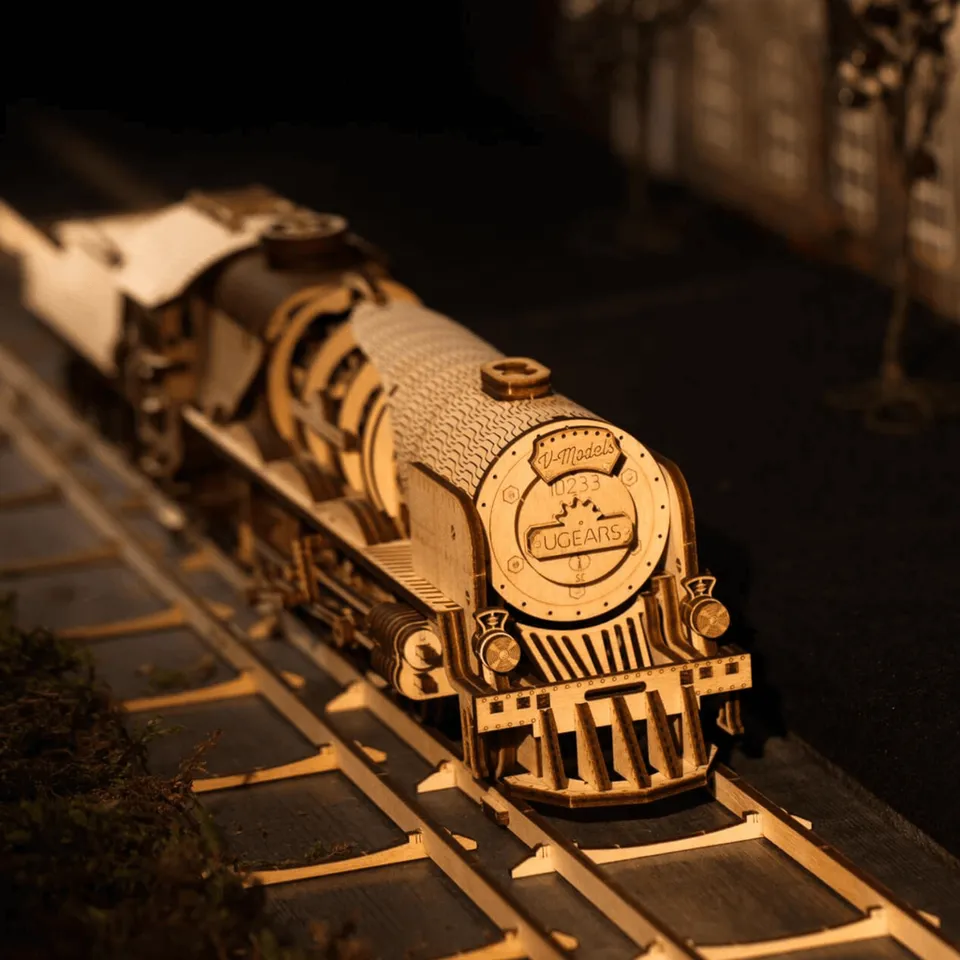 ugears-v-express-dampflokomotive-holzmodell-mit-tender image 1
