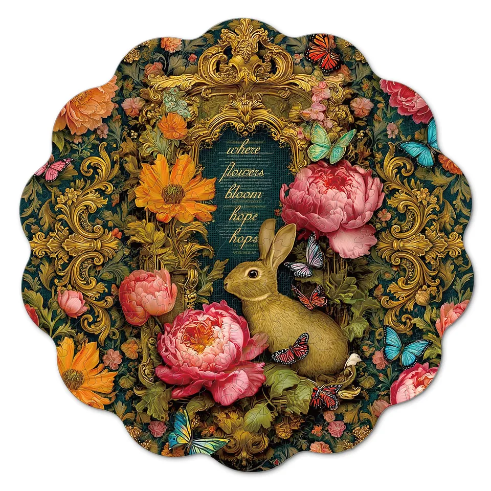 kaayee-wooden-puzzle-hase-bunny-in-bloom-holz-mittel-blumen image 1