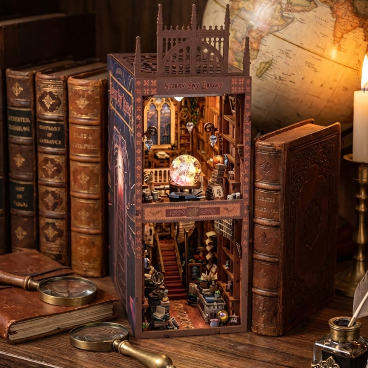 kaayee-book-nook-kit-starry-sky-library-holz-mit-led image 2