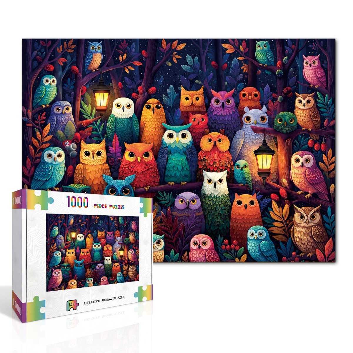 kaayee-owl-grove-1000-teile-kartonpuzzle-eco-white-board-eule image 2