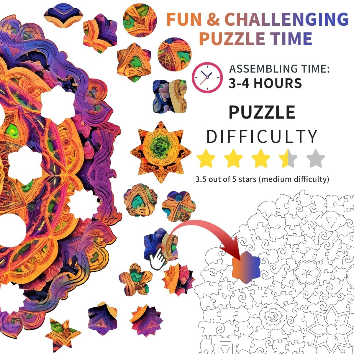 kaayee-wooden-puzzle-mandala-4-holzpuzzle-medium-ornament image 4