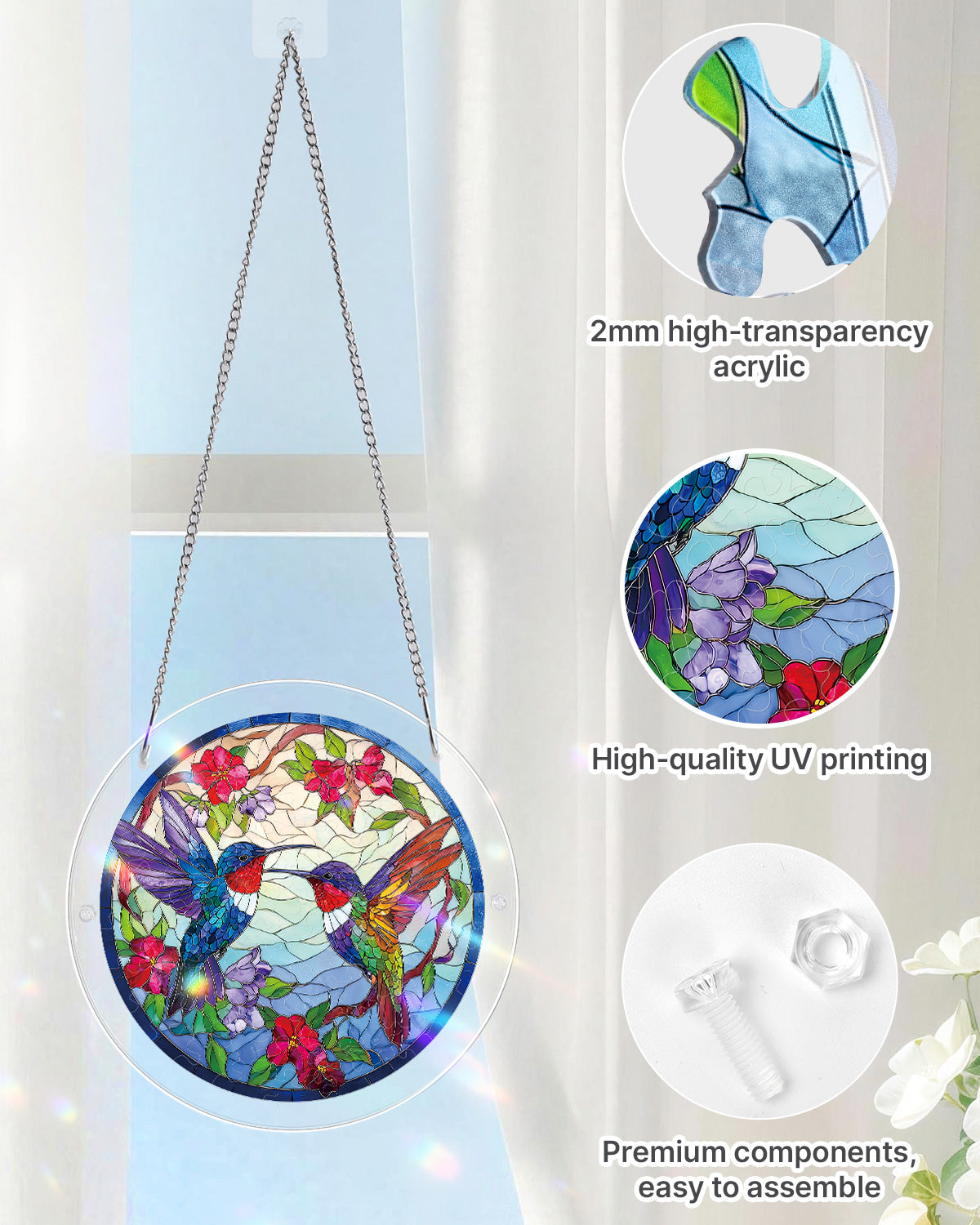 kaayee-suncatcher-puzzle-hummingbird-bloomscape-klein-18-8-cm-kolibri image 4