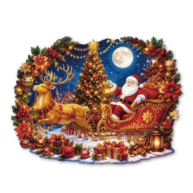 kaayee-moonlit-sleigh-ride-wooden-puzzle-medium image 1