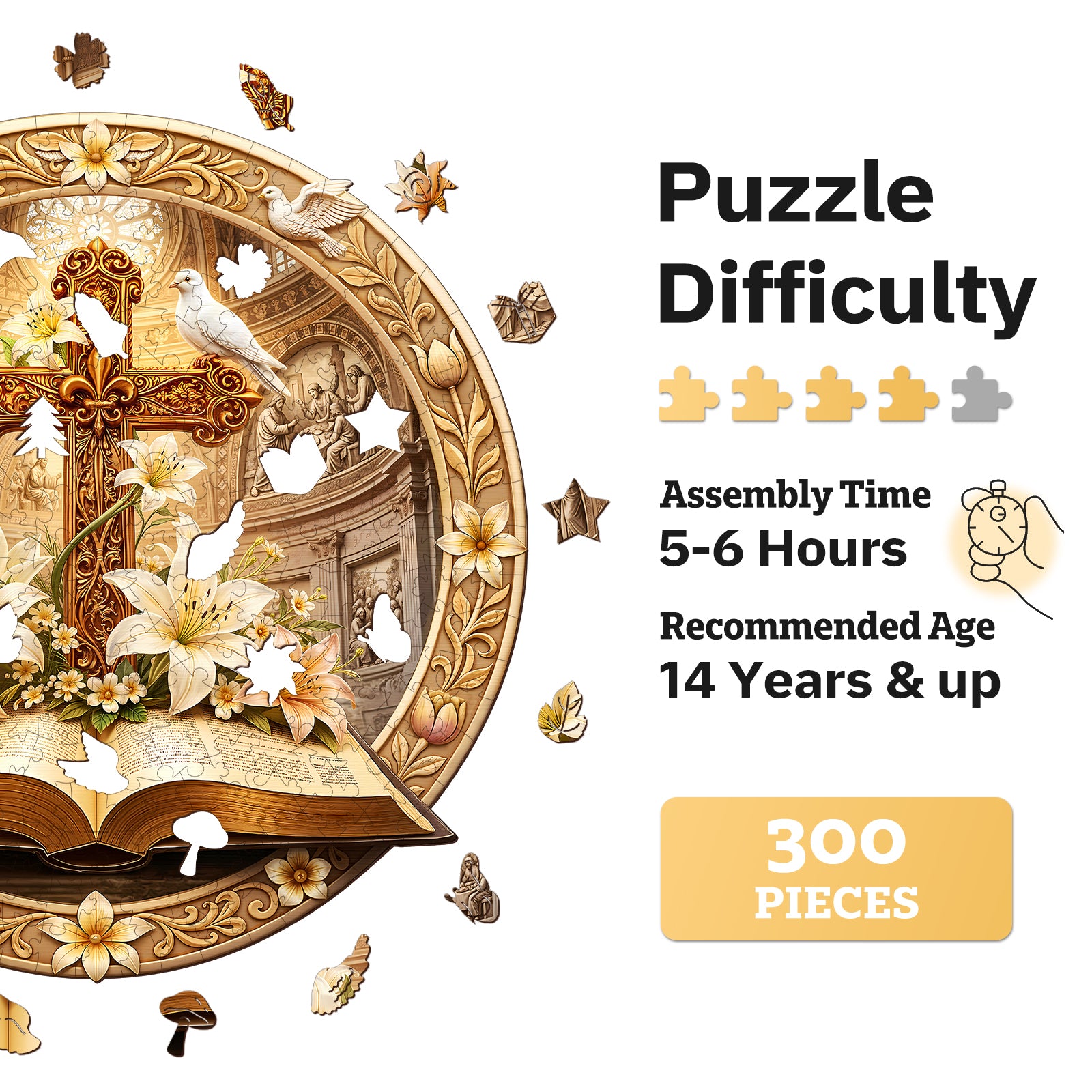 jigfoxy-bible-and-cross-holzpuzzle-m-224-teile-bibel image 6