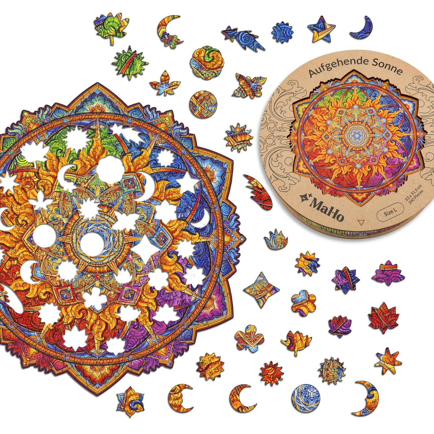 magicholz-aufgehende-sonne-holzpuzzle-mandala-340-teile image 3