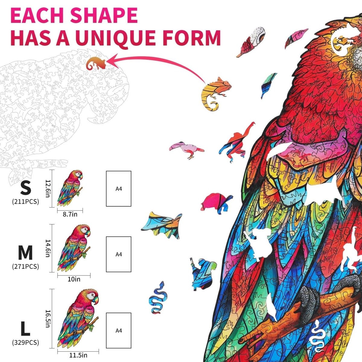 kaayee-wooden-puzzle-lovely-parrot-holzpuzzle-medium image 3