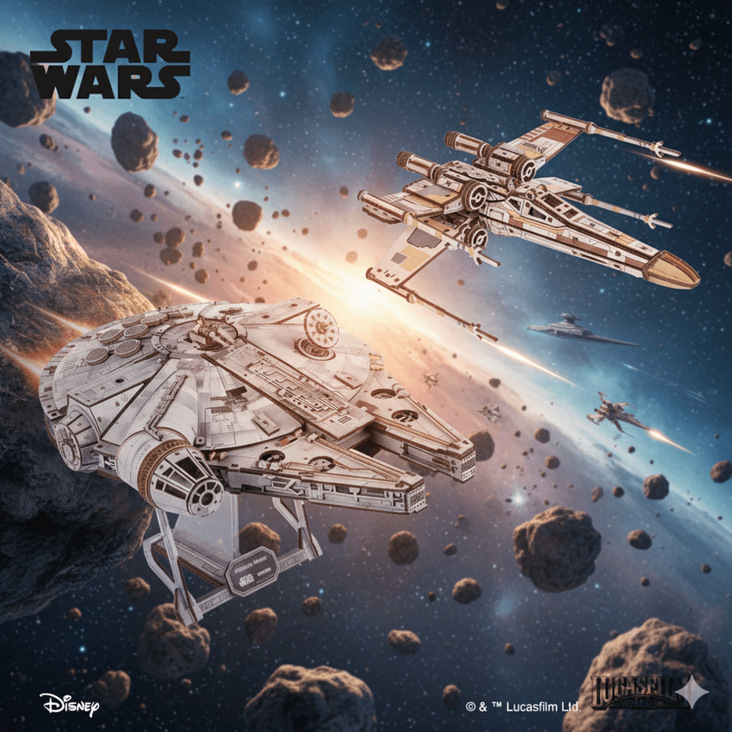 magicholz-mechanischer-bausatz-galaktisches-set-x-wing-holzmodell image 2
