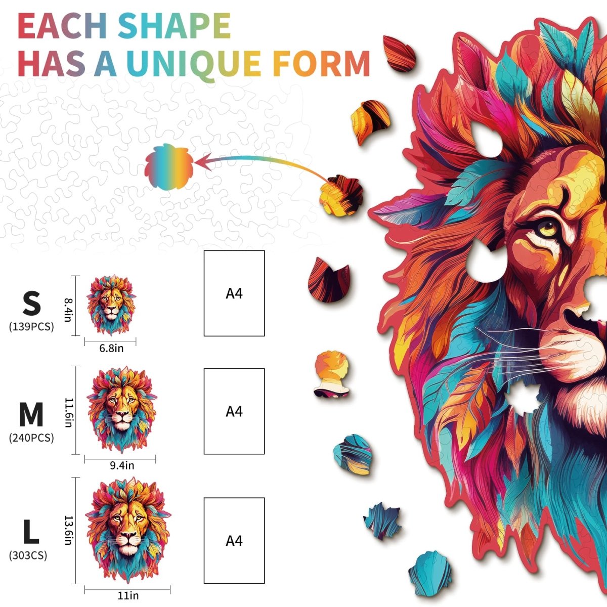kaayee-wooden-puzzle-resolute-lion-holzpuzzle-m-l-we image 3