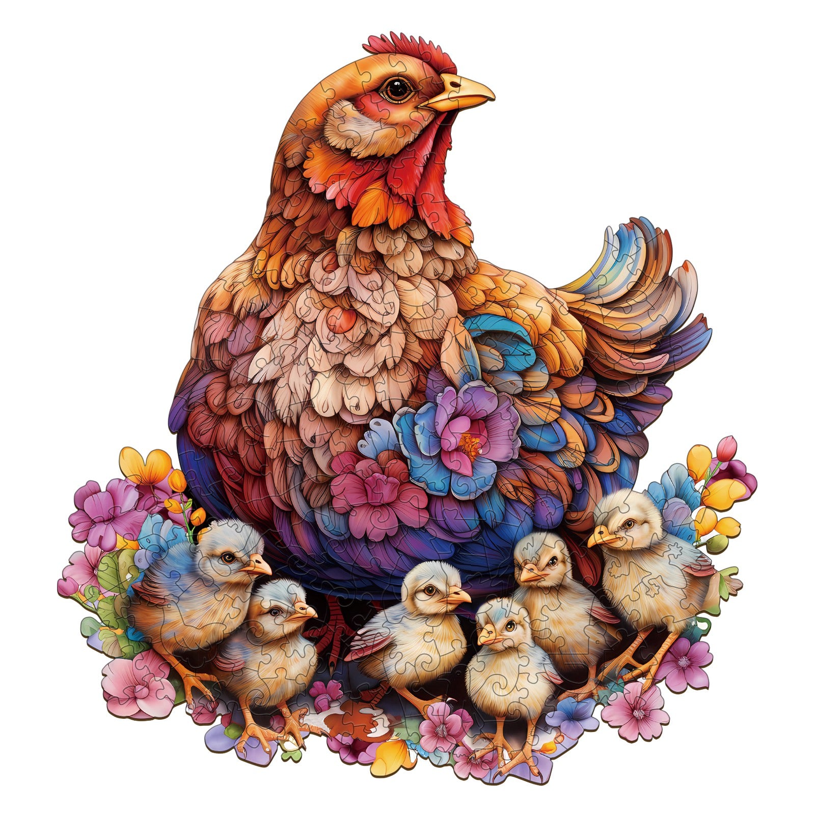 jigfoxy-hen-and-chicks-holzpuzzle-m-180-t-huhn image 1