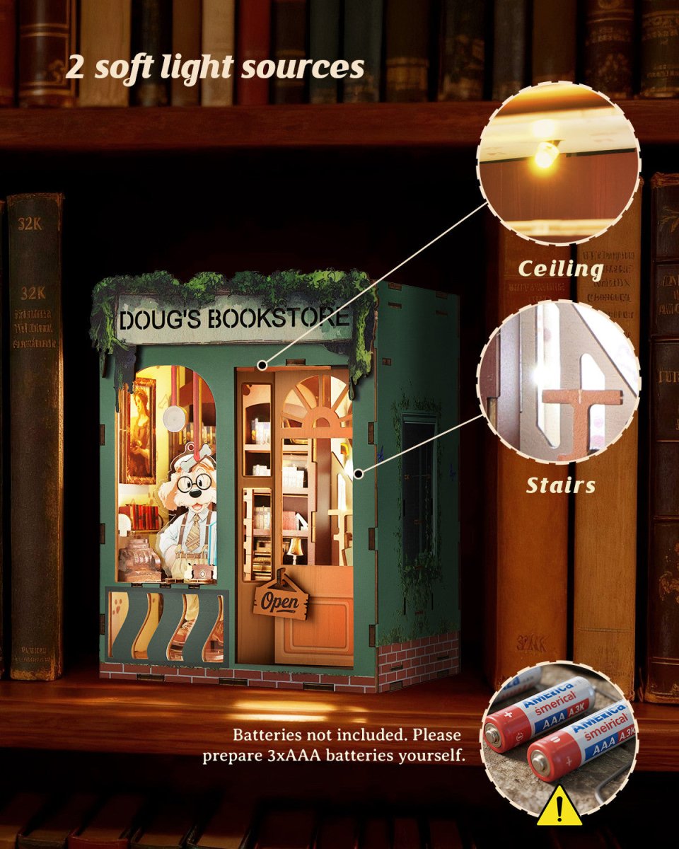 kaayee-book-nook-kit-doug-s-bookstore-3d-holzbausatz image 4