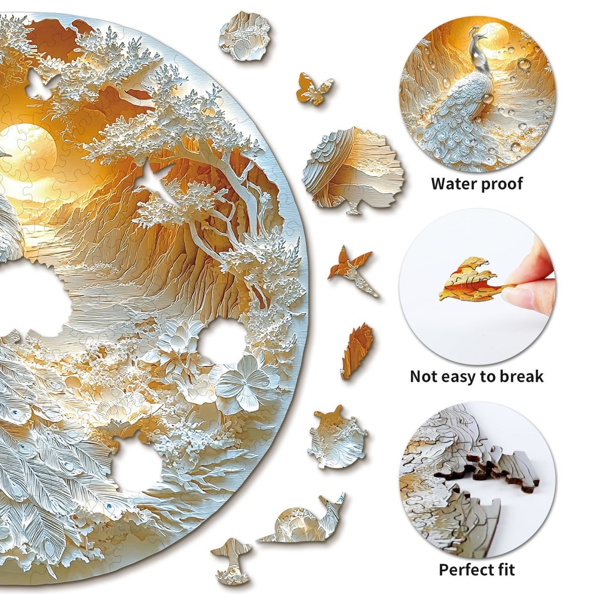 kaayee-beautiful-peacock-holzpuzzle-medium-rund-pfau image 2