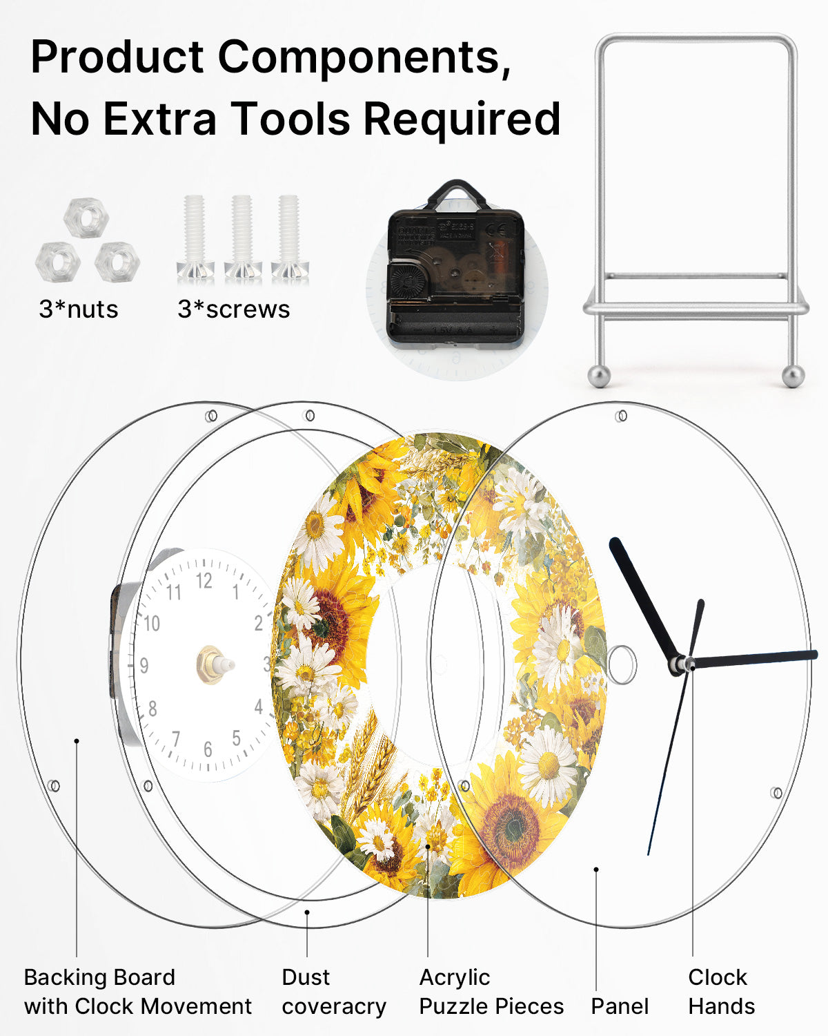 kaayee-clock-kit-sunflower-meadow-puzzle-uhr-regular-size image 6