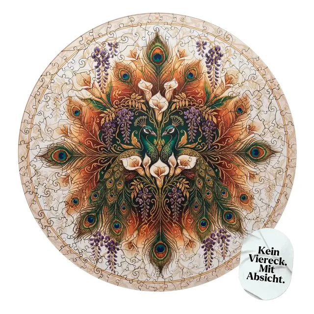 magicholz-goldene-pfauen-holzpuzzle-mandala-350-teile-jugendstil image 1