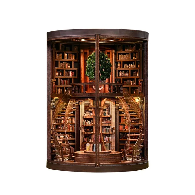 kaayee-wisdom-annual-ring-miniaturhaus-book-nook-holz image 1