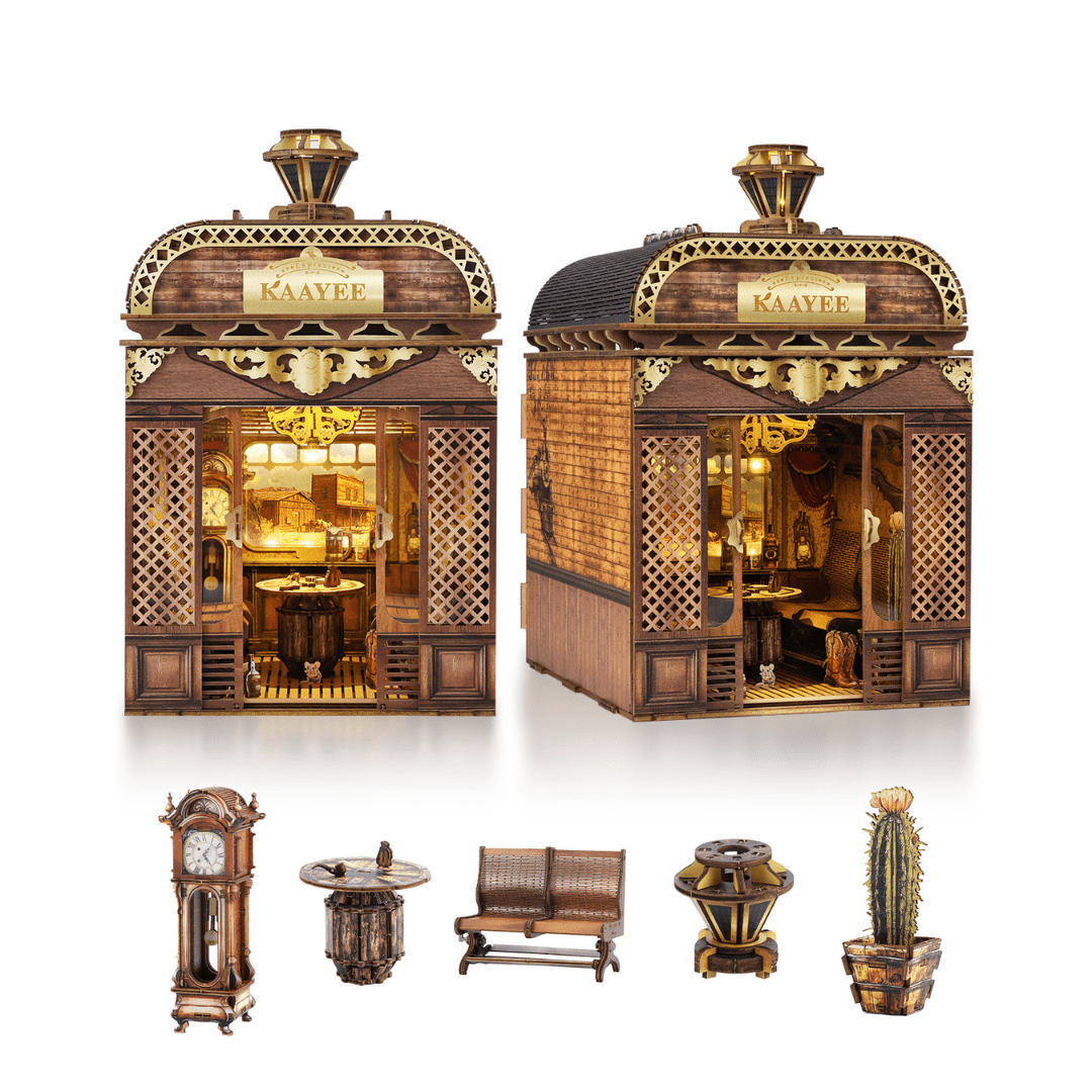 kaayee-book-nook-kit-retro-train-led-3d-puzzle-bausatz image 1