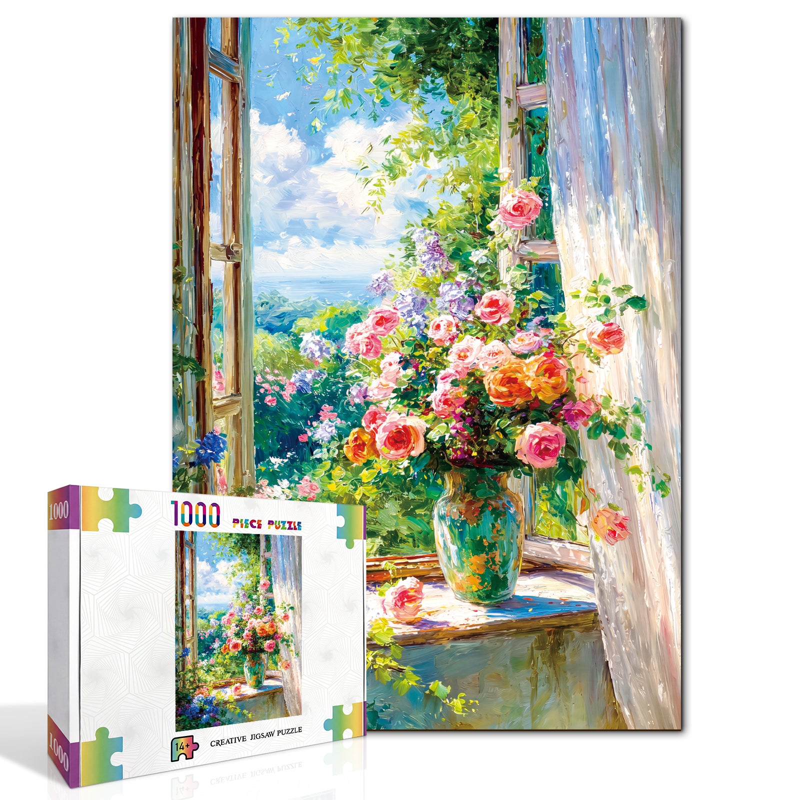 kaayee-cardboard-summer-window-in-bloom-puzzle-1000-teile-eco image 2