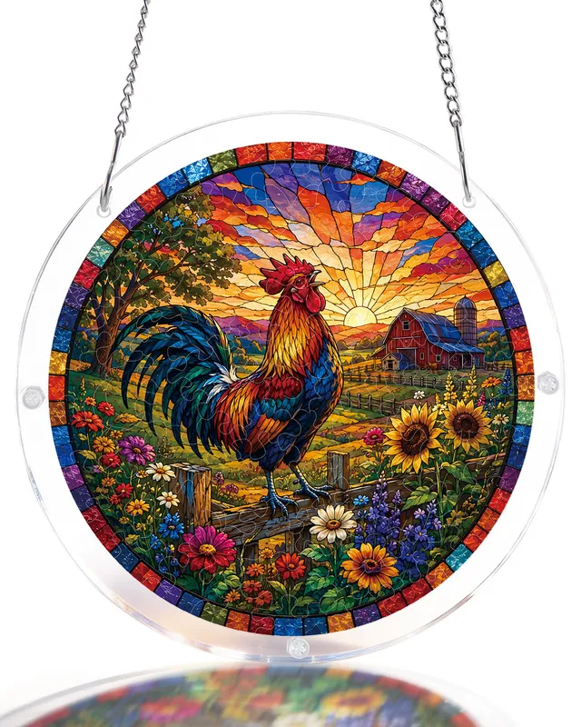 kaayee-suncatcher-puzzle-sunrise-rooster-suncatcher-hahn image 1