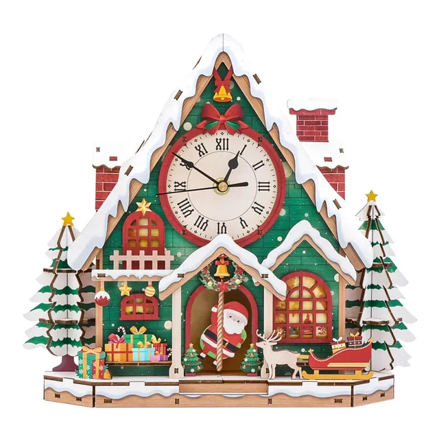 kaayee-snowy-christmas-house-holzuhr-bastelset-weihnachten image 1
