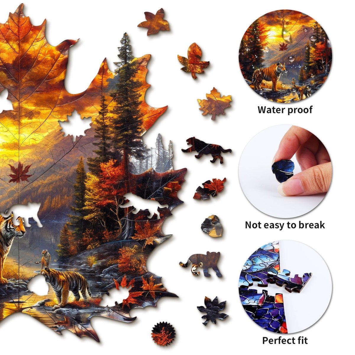 kaayee-wooden-puzzle-maple-leaf-tiger-holzpuzzle-medium image 2
