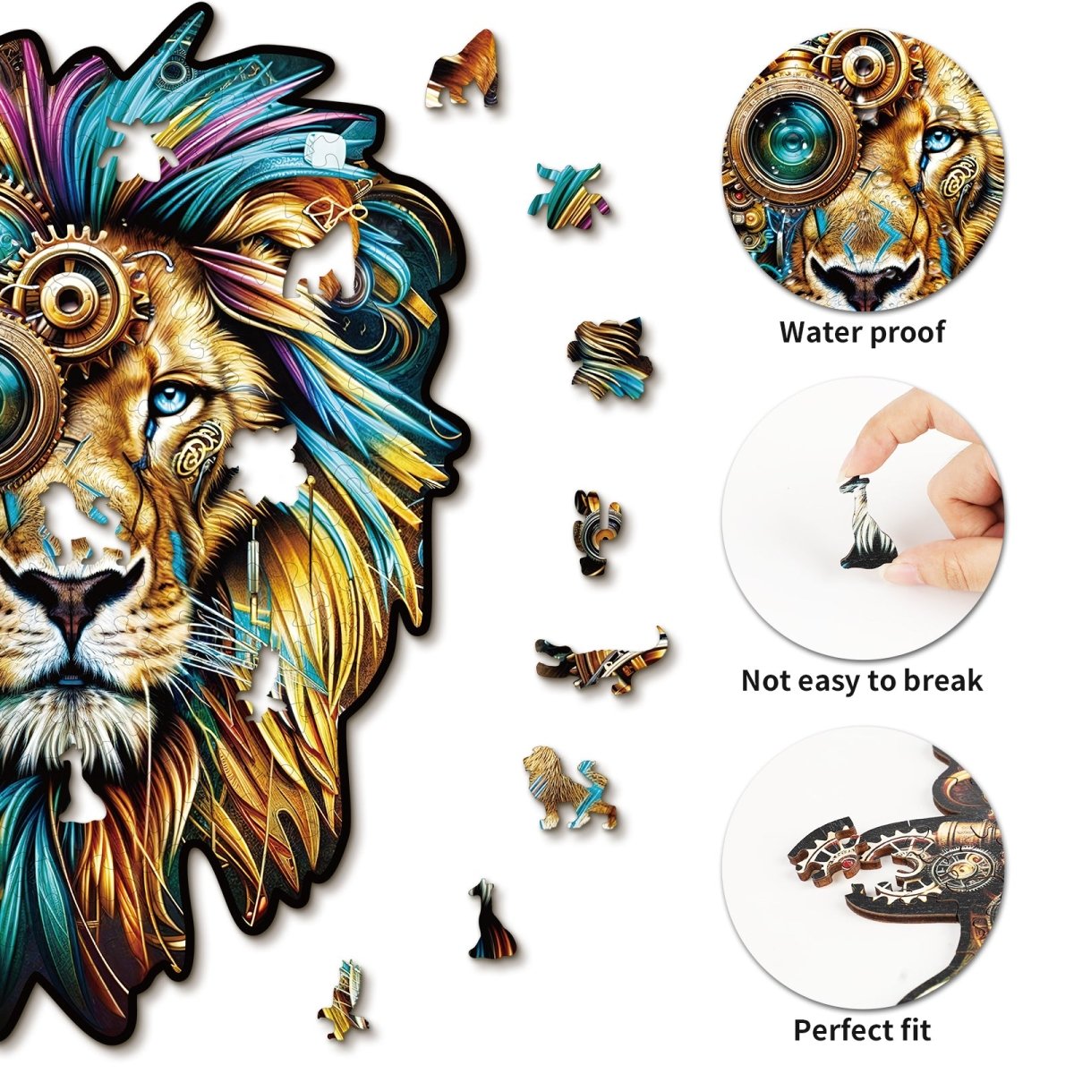 kaayee-wooden-retro-mechanical-lion-holzpuzzle-mittel image 2