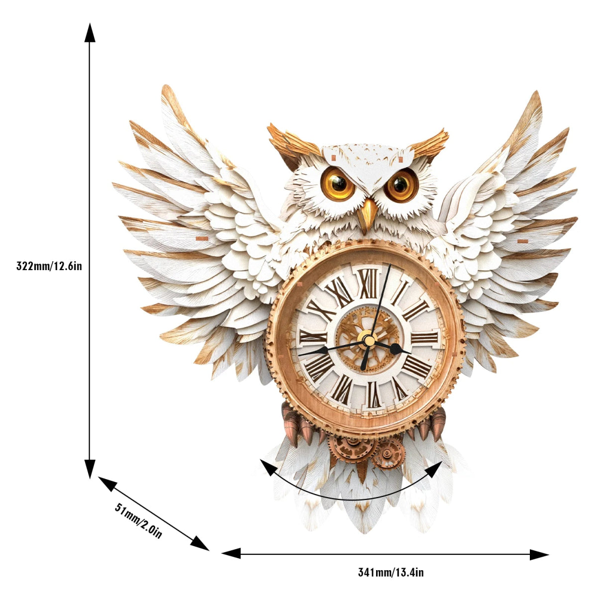 kaayee-snowy-owl-wooden-clock-kit-3d-puzzle-holzuhr-eule image 5