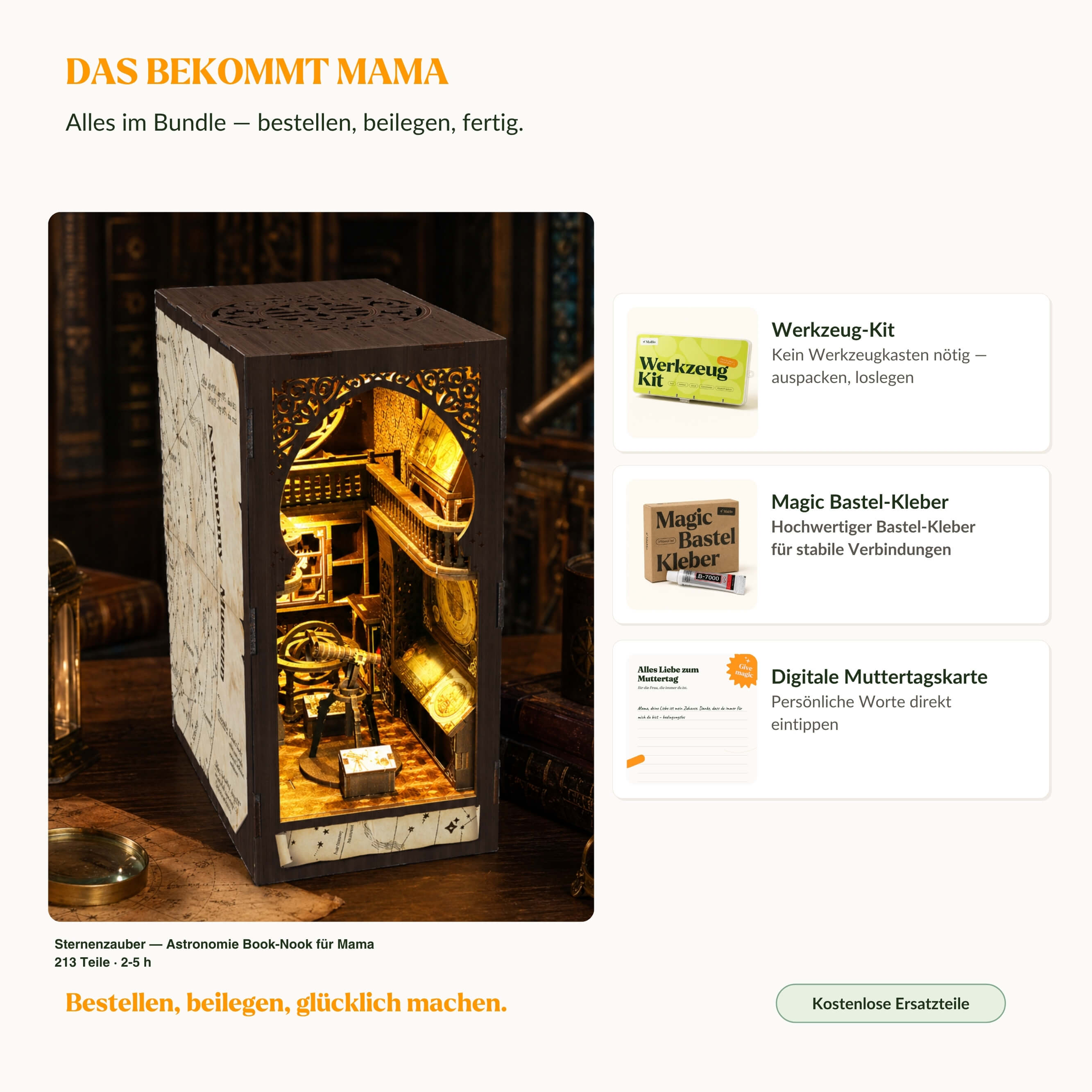 magicholz-book-nook-sternenzauber-astronomie-f-r-mama-mit-karte image 2