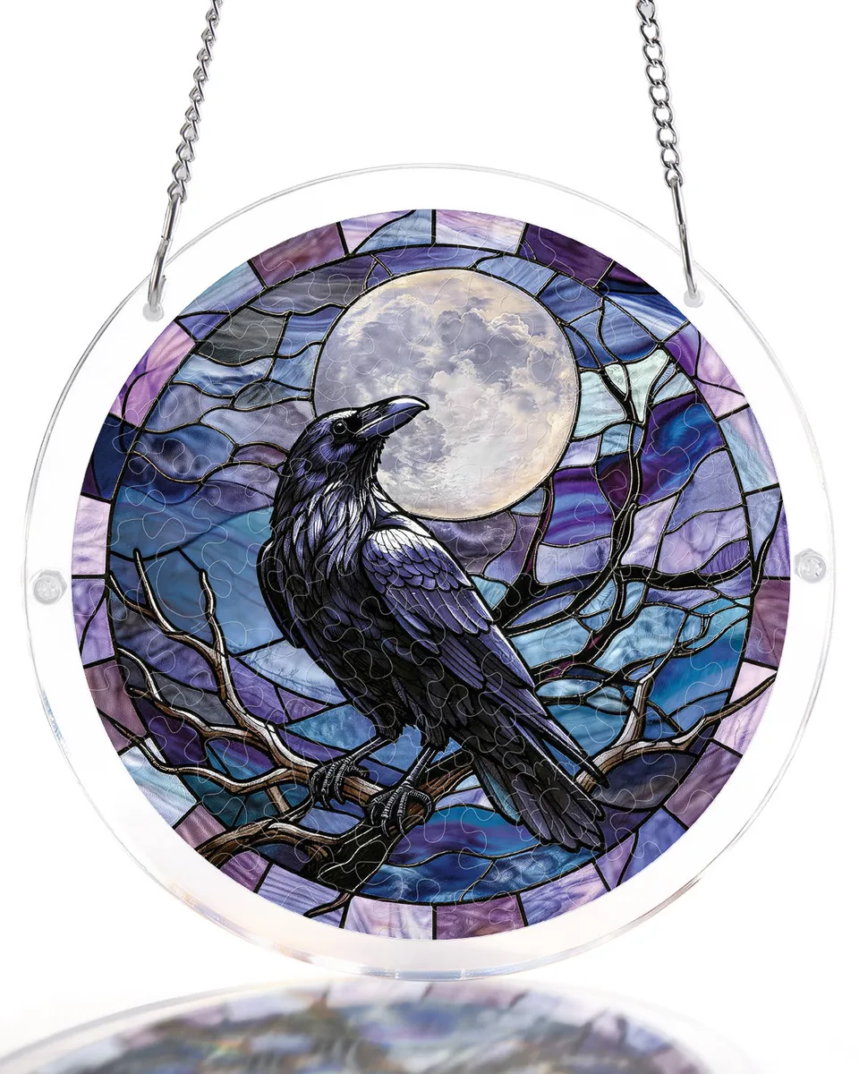 kaayee-suncatcher-puzzle-moonlit-raven-fensterbild-small-acryl image 1