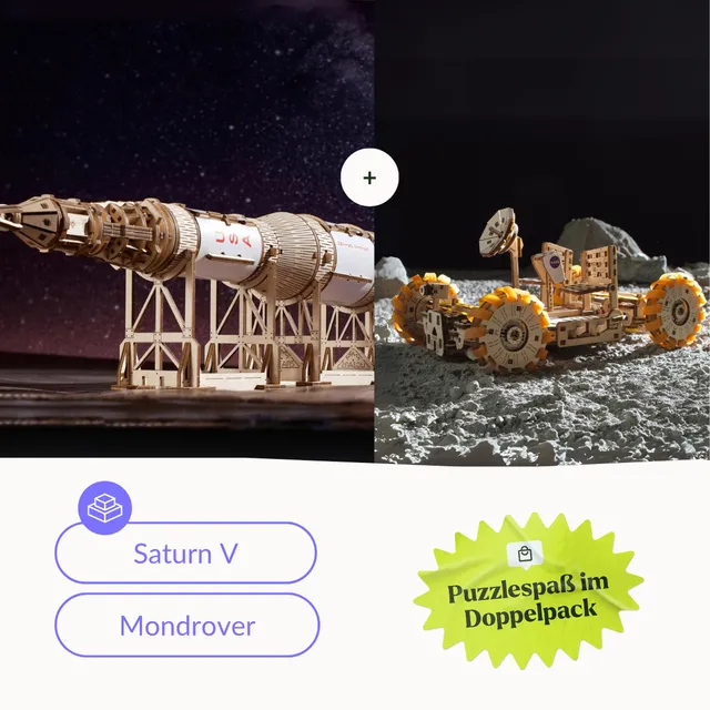 magicholz-mechanischer-bausatz-nasa-saturn-v-mondrover-holzmodell-2er-set image 1