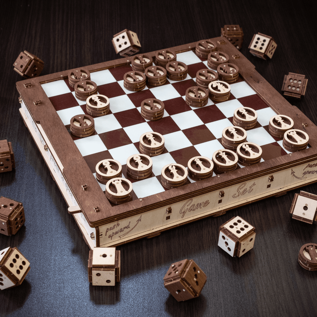 magicholz-spieleset-schach-brettspiel-holzbausatz-2-in-1 image 1
