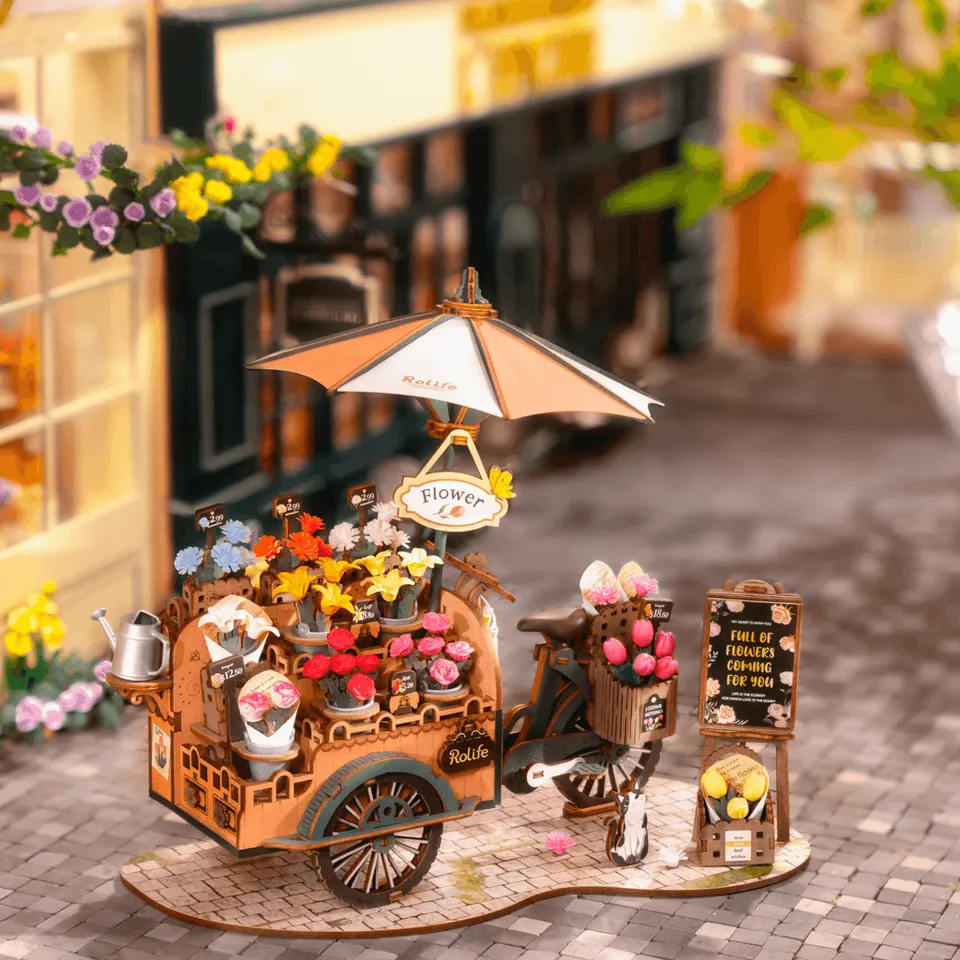 magicholz-miniaturhaus-blumenfahrrad-holzbausatz-187-teile image 1