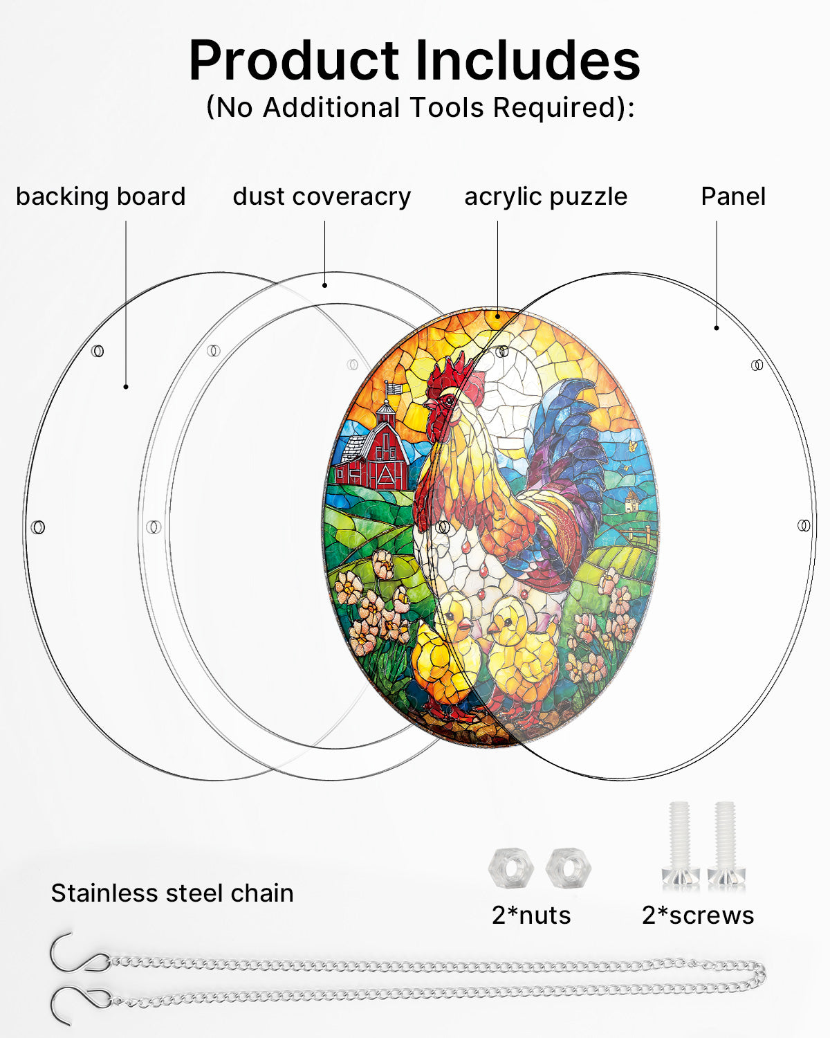 kaayee-suncatcher-puzzle-golden-dawn-rooster-fensterbild-medium image 6