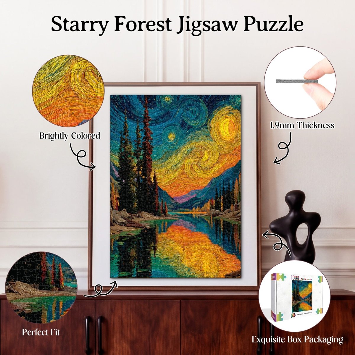 kaayee-starry-forest-puzzle-1000-teile-eco-white-board-wald image 3