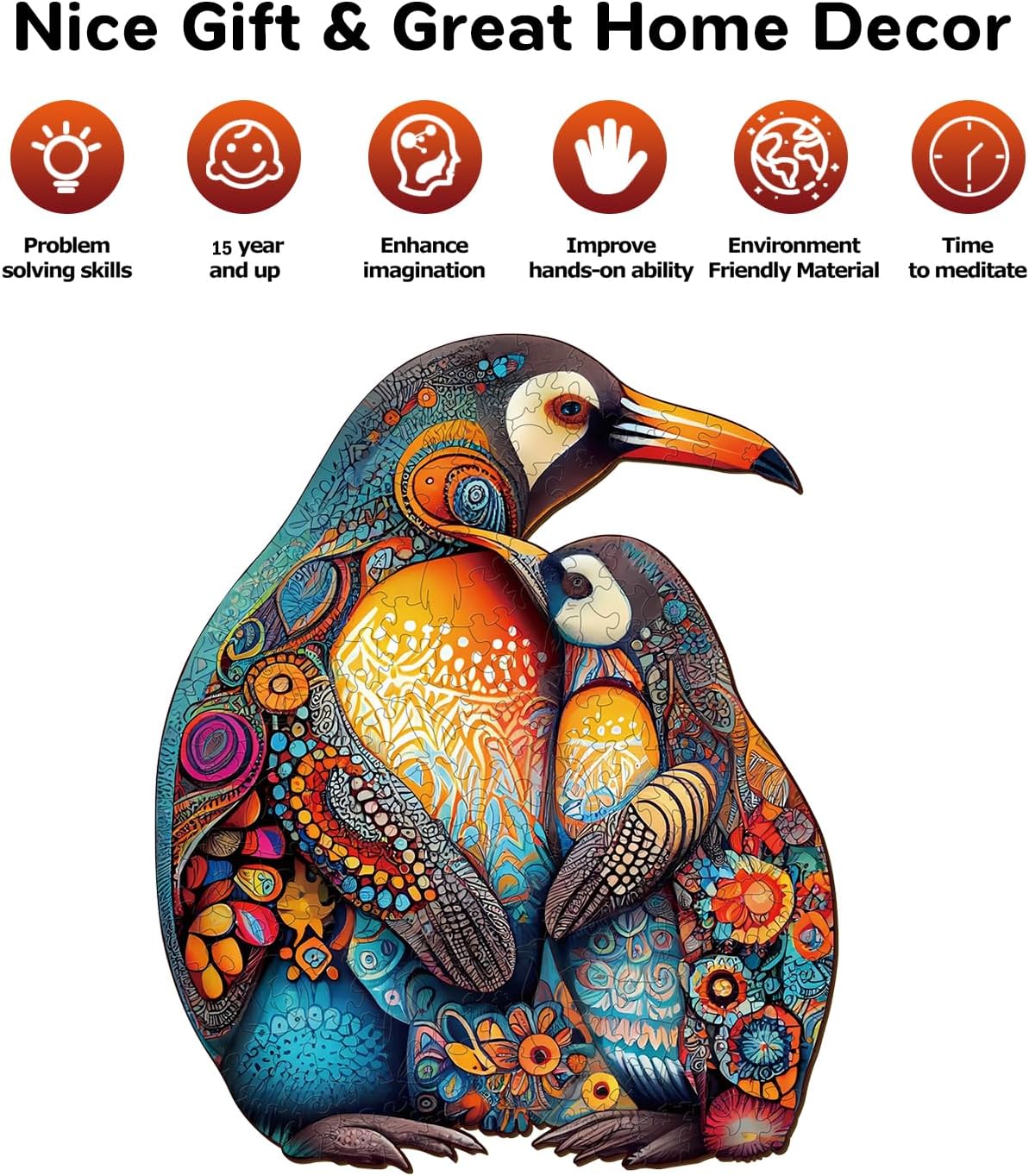 jigfoxy-penguin-family-holzpuzzle-m-190-teile-tiere image 3