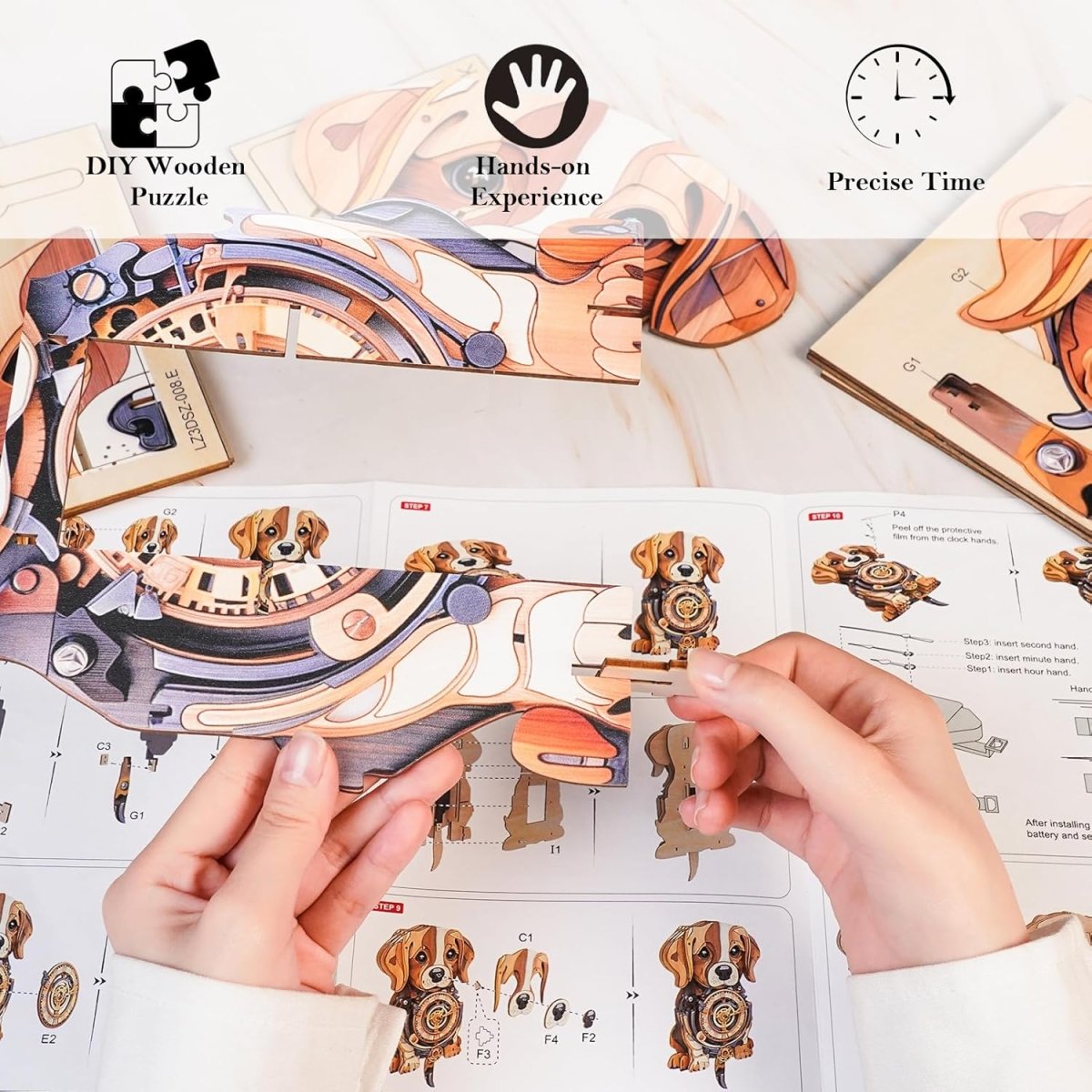 kaayee-clock-kit-beagle-holzuhr-bastelset-hund image 4