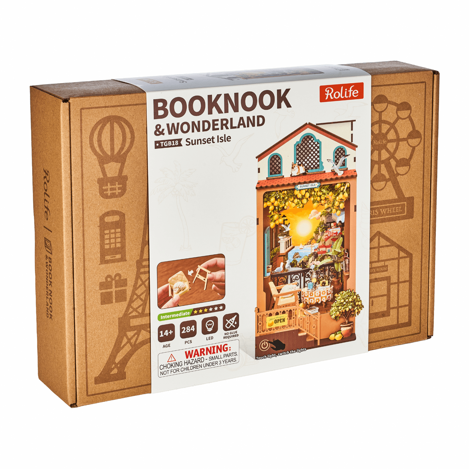 magicholz-book-nook-sunset-isle-mediterran-mit-led-licht image 6