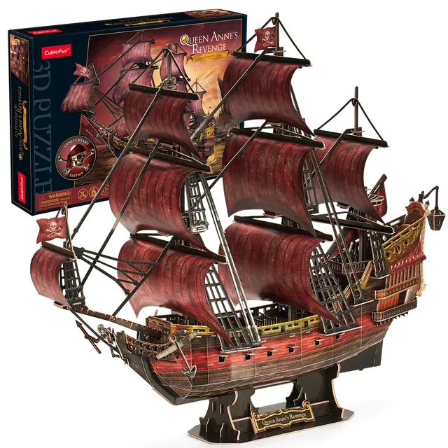 cubicfun-pirates-t4040h-queen-anne-s-revenge-3d-puzzle-391-teile-rot image 1