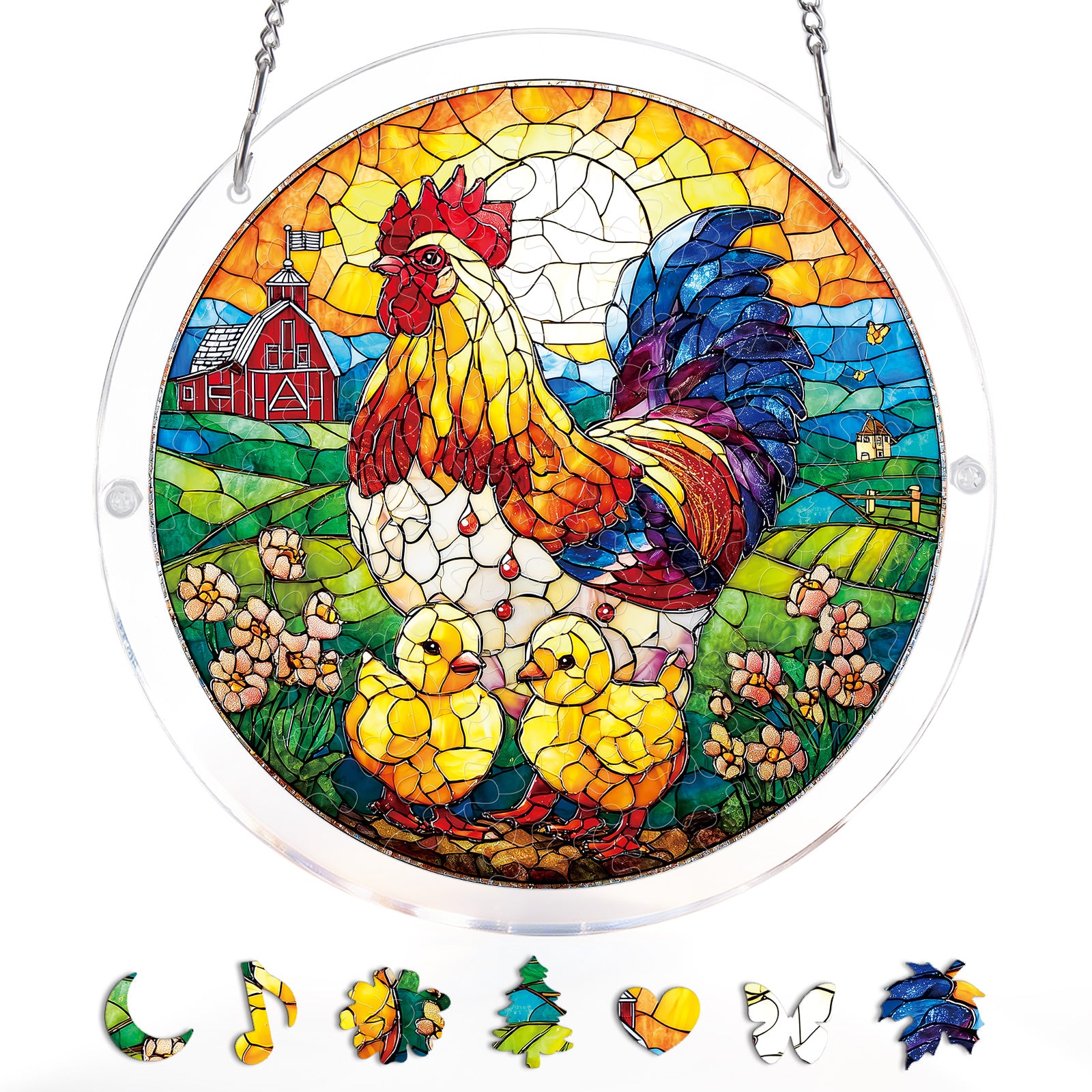 kaayee-suncatcher-puzzle-golden-dawn-rooster-fensterbild-medium image 3