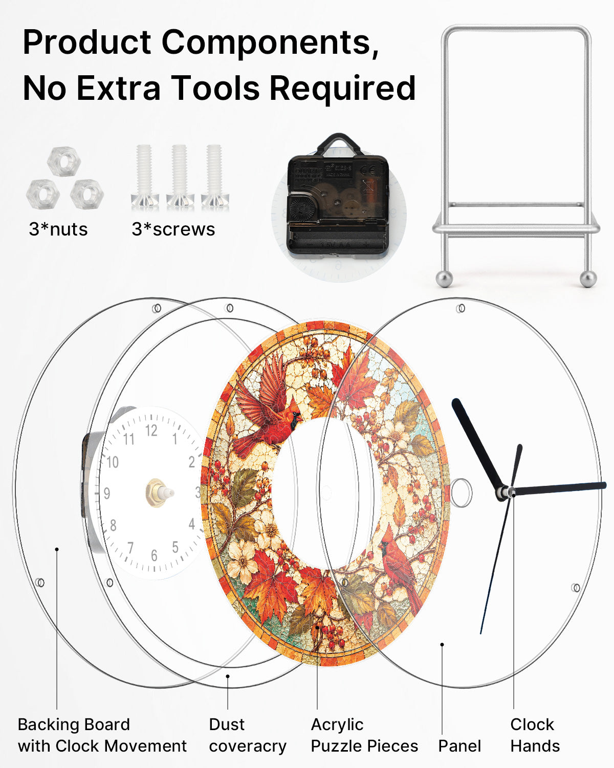 kaayee-clock-kit-autumn-cardinal-puzzle-uhr-regular-herbst image 6