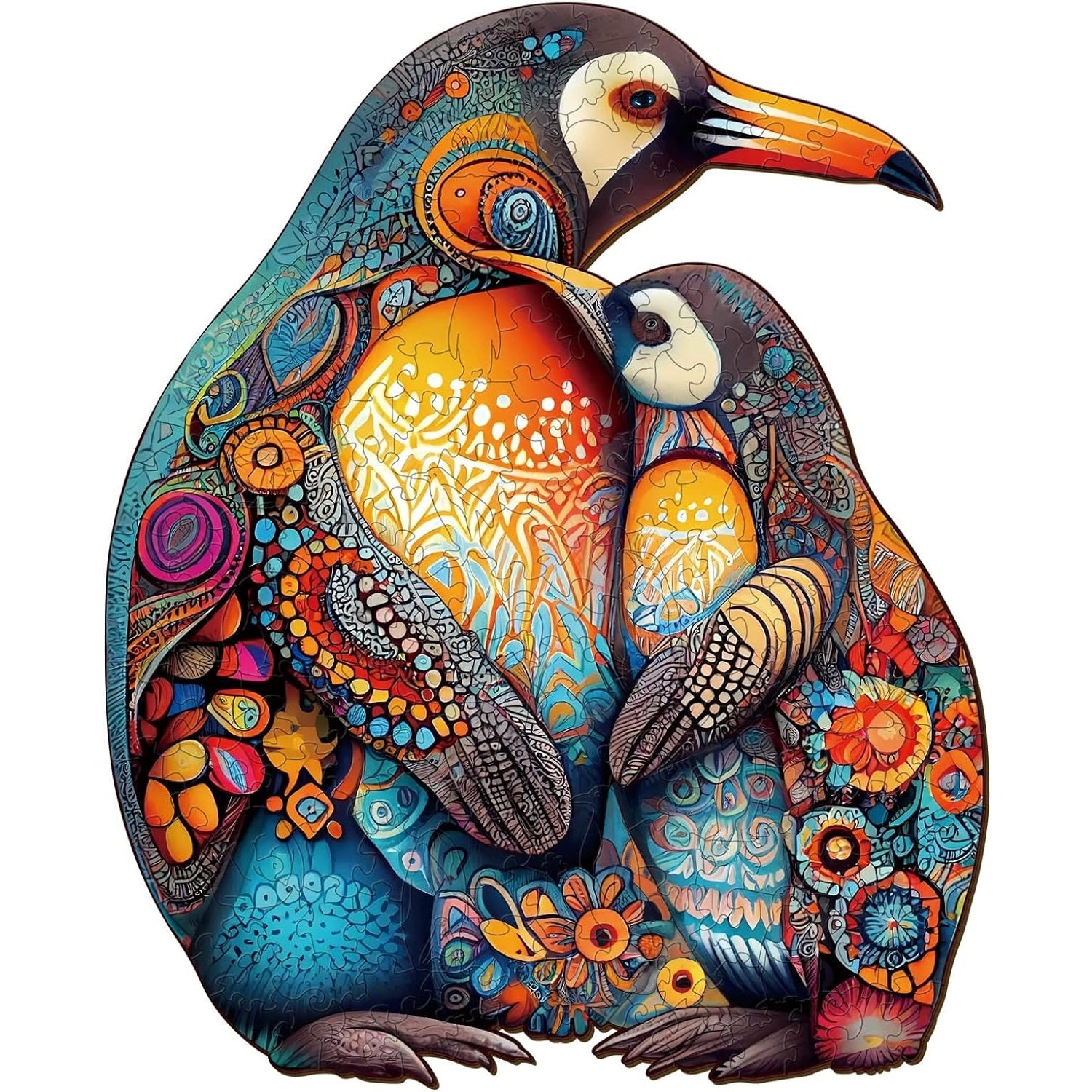 jigfoxy-penguin-family-holzpuzzle-m-190-teile-tiere image 1