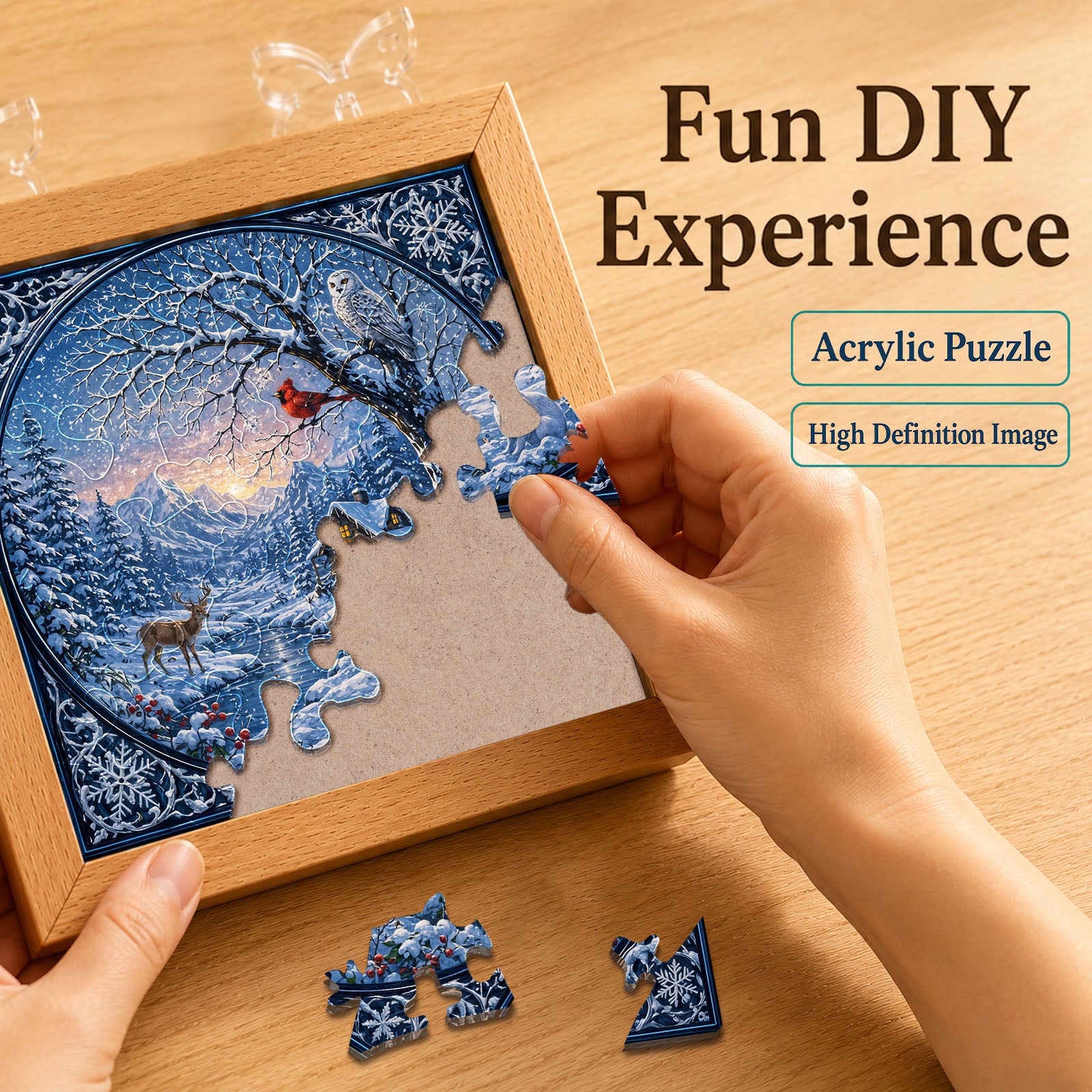 kaayee-winter-serenity-nachtlicht-holzrahmen-acryl-puzzle image 2