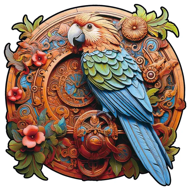 kaayee-wooden-puzzle-gear-parrot-holzpuzzle-medium-papagei image 1